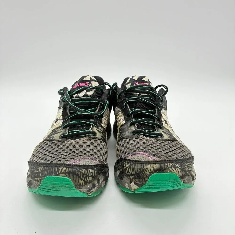 ASICS Gel-Noosa Tri 8 Womens 8.5 Black Gray Camo Triathlon Running Shoes